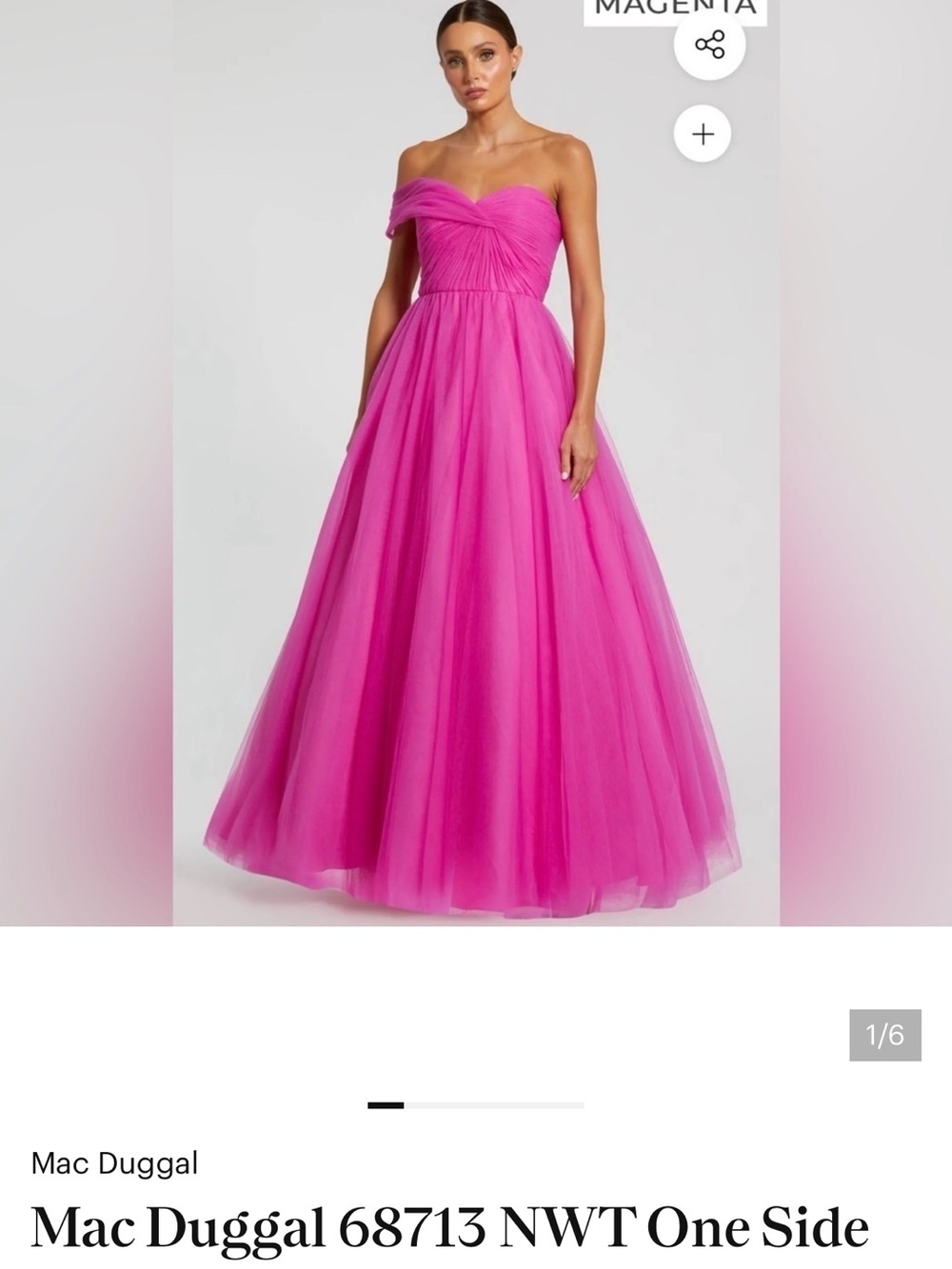 Mac Duggal Vibrant Pink One-Shoulder Tulle Ball Gown
